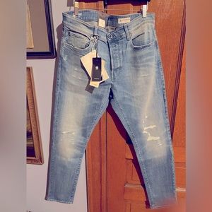 G-Raw NWT 3301 Slim faded destroyed restored jeans 36X32